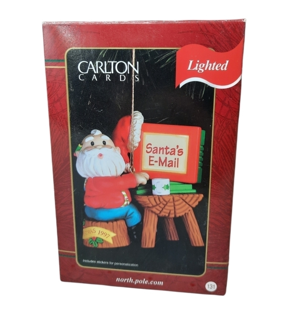 Santa on His Computer Lighted Ornament Dated 1997 from Carlton Cards‎ Christmas